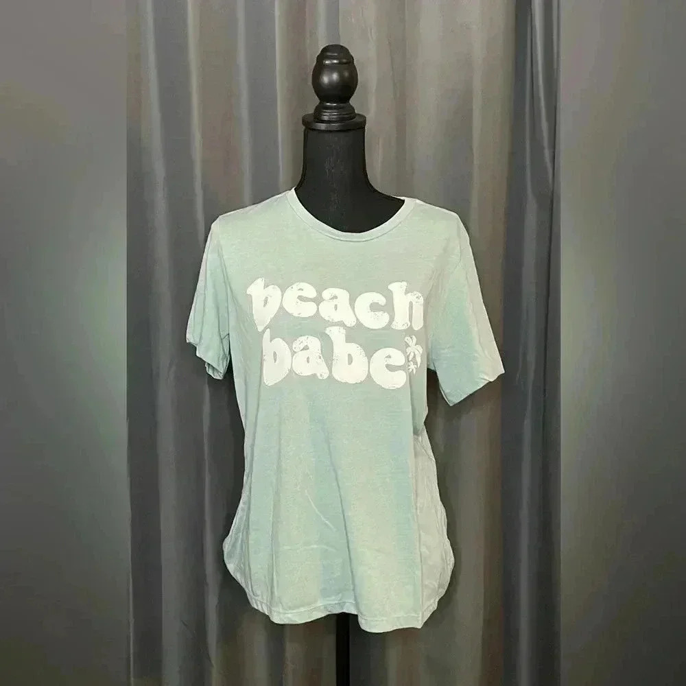 Space46 Beach Babe Graphic Tee, Mint Green, NWOT , Size M